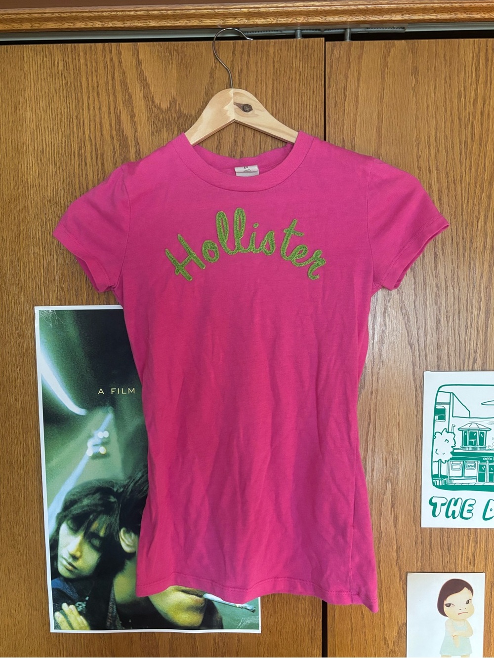 Hollister Hot Pink Short Sleeve Baby Tee with Green Logo